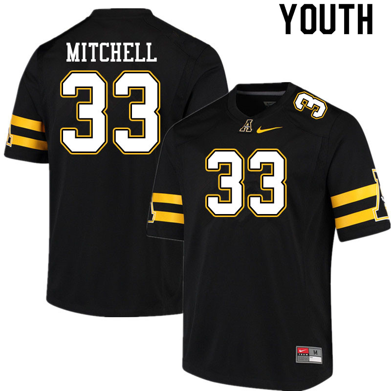 Youth #33 Jordan Mitchell Appalachian State Mountaineers College Football Jerseys Sale-Black - Click Image to Close